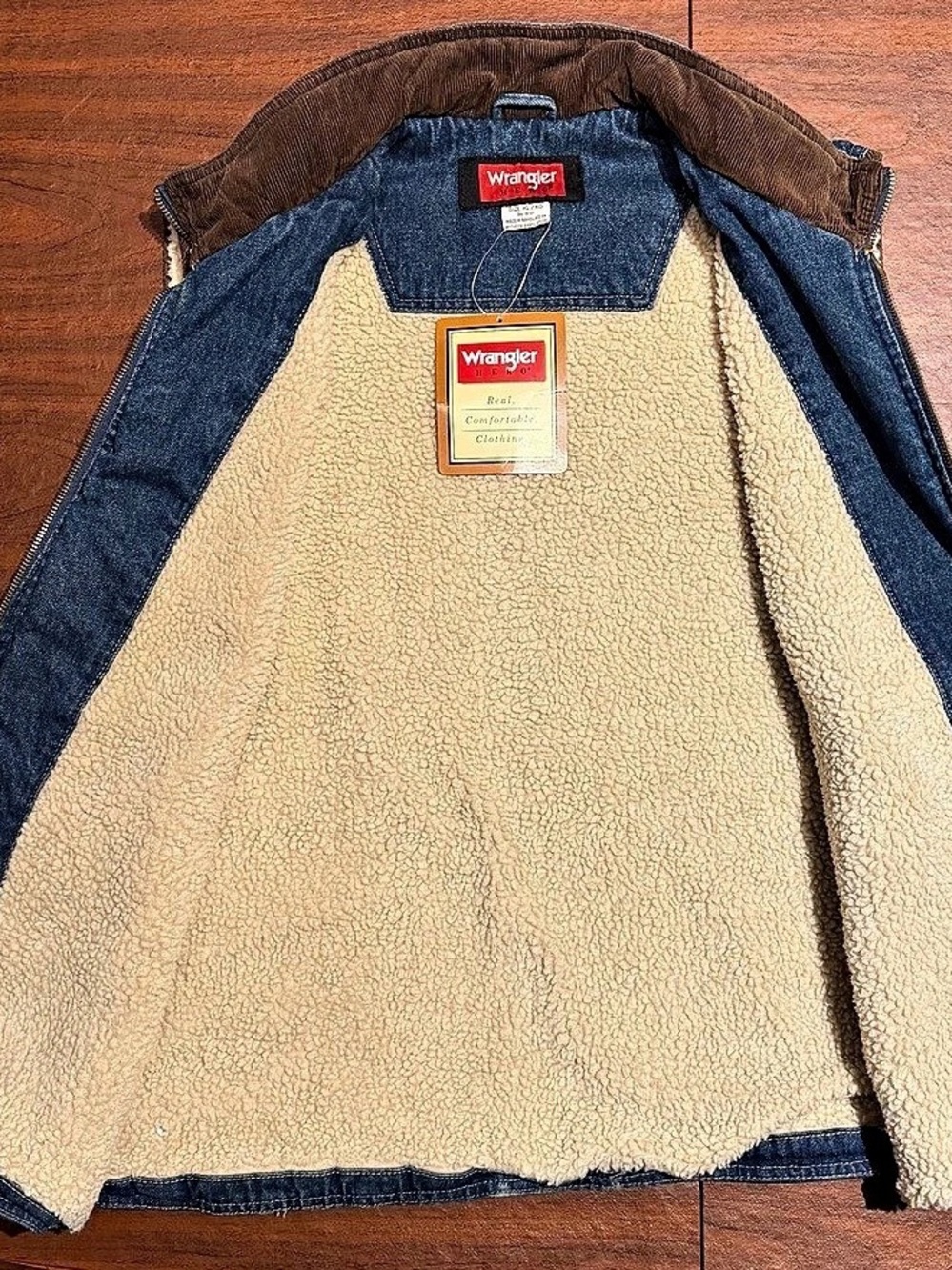 Wrangler Hero Sherpa Lined Denim Vest with Corduroy Collar XL - Picture 4 of 6